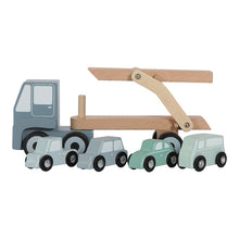 Laden Sie das Bild in den Galerie-Viewer, Little Dutch - Holz Auto Transporter Transportwagen mit 4 Fahrzeugen