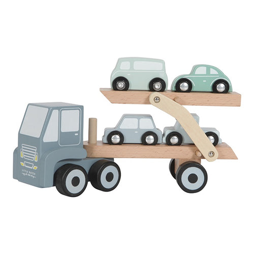 Little Dutch - Holz Auto Transporter Transportwagen mit 4 Fahrzeugen