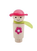 Laden Sie das Bild in den Galerie-Viewer, Ahrens AHS - Holz Steckfigur Blumenmädchen natur pink