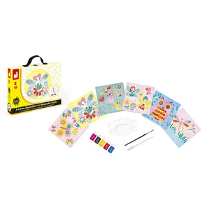 Janod Kreativ Malen Set Karten mit Wasserfarben Fee "Pastell" J07762