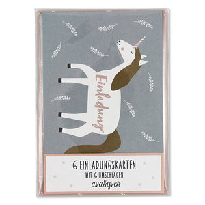 Ava & Yves - Einladungskarten Set, Einhorn