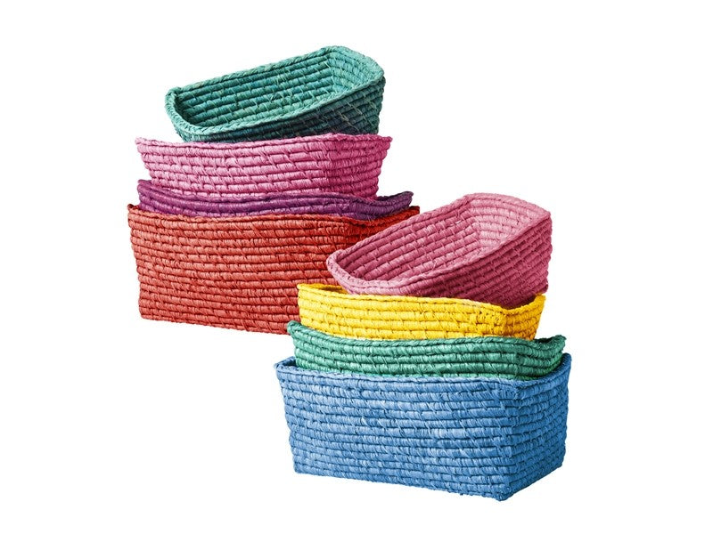 Rice - Rafia Bastkorb Set 4 tlg. eckig in versch. Farben