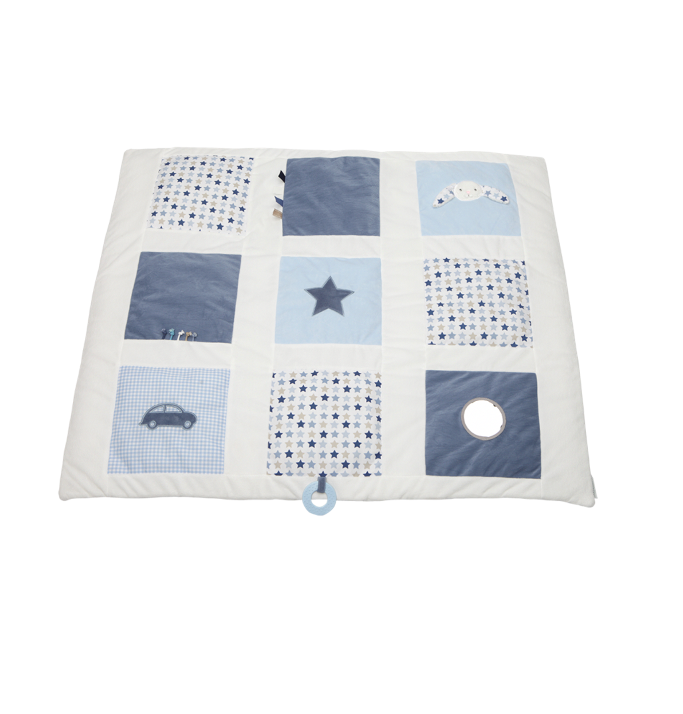 Little Dutch - Activity Stoff Krabbeldecke Hase 85 x 100 cm mixed stars blue