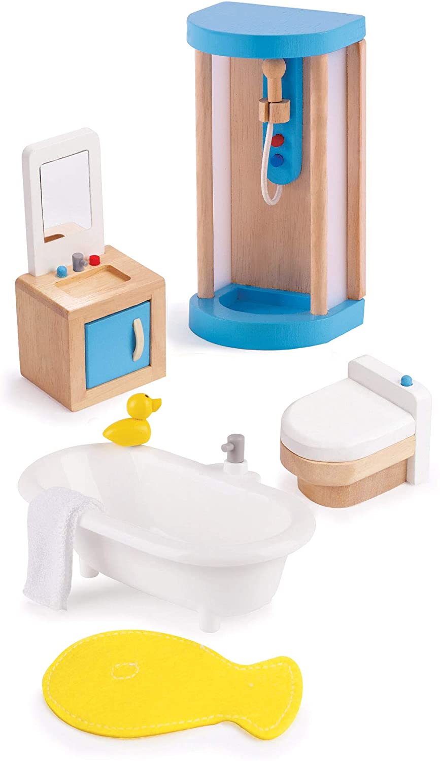 Hape - Holz Puppenhaus Zubehör Familienbad Badezimmer