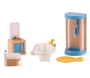 Hape - Holz Puppenhaus Zubehör Familienbad Badezimmer