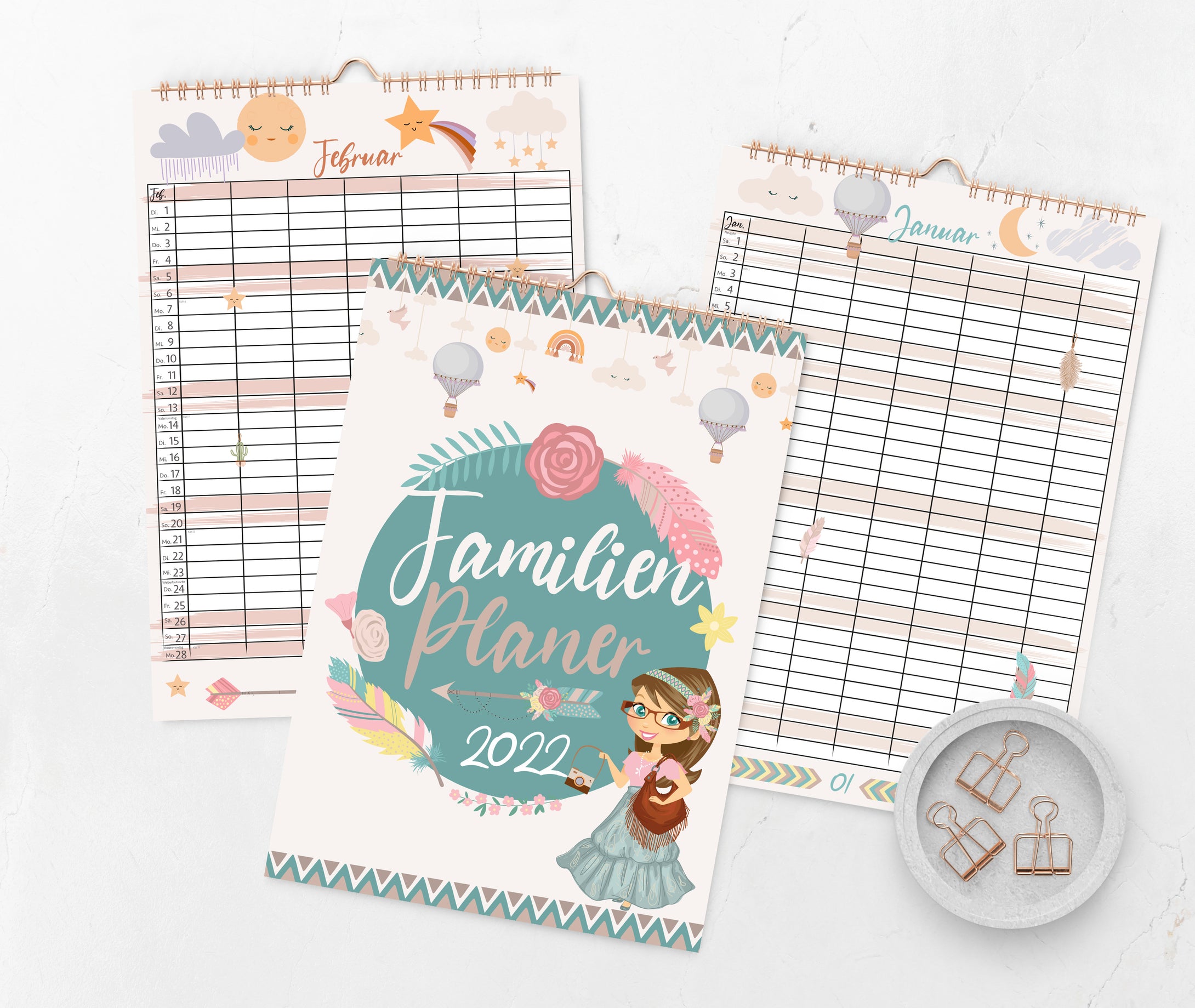 Stekora Design - XXL Familienkalender Wandkalender Kalender Planer 2022