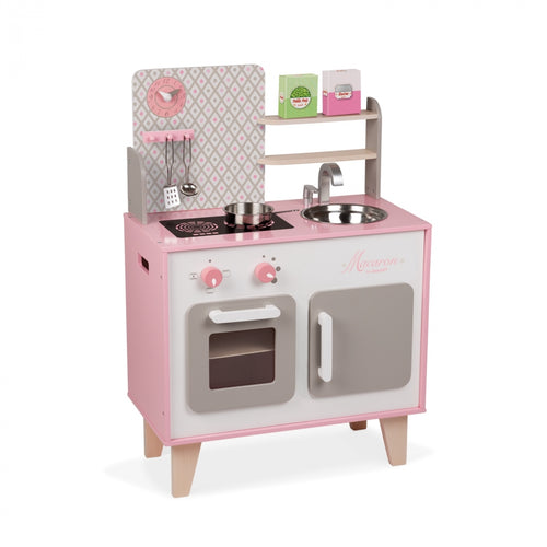Janod Holz Kinderküche Spielküche, groß inkl. Zubehör J06567 rosa