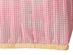 Rice - Rafia Bastkorb Kinderkorb rosa mit Ledergriffe