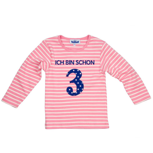 P. Eisenherz - Langarmshirt Geburtstag Ich bin schon 3 rosa