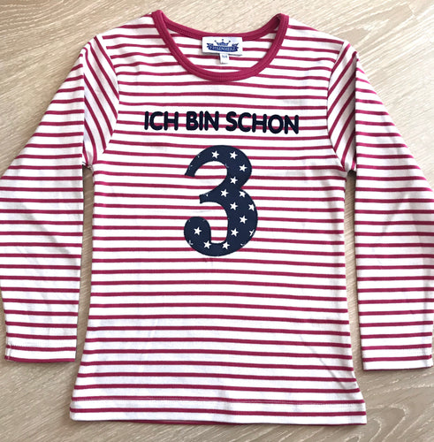 P. Eisenherz - Langarmshirt Geburtstag Ich bin schon 3 rot