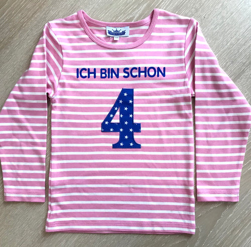 P. Eisenherz - Langarmshirt Geburtstag Ich bin schon 4 rosa