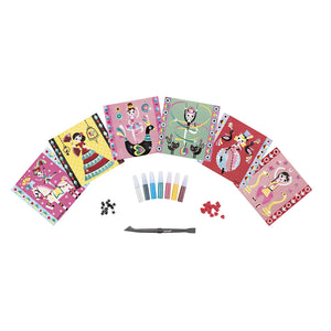 Janod Kreativ Malen Set Karten mit Glitzerfarbe Ballerina J07757