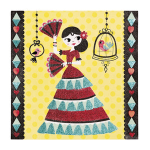 Janod Kreativ Malen Set Karten mit Glitzerfarbe Ballerina J07757