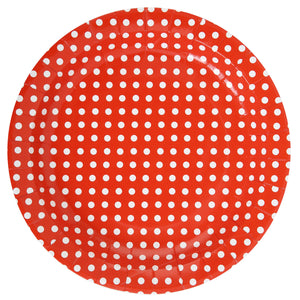 Pappteller Set 18,5 cm klein, rot mit weißen Punkten