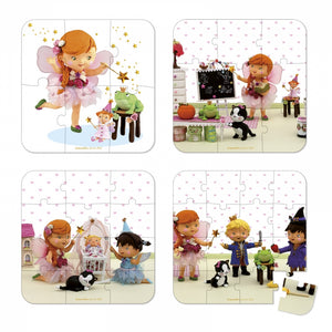 Janod 4 Puzzle im Koffer "Mila, die Fee" J02871