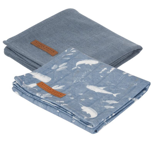 Little Dutch - Mullwindeln 70x70 cm Set 2tlg. ocean blue
