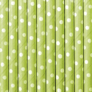 Trinkhalme Set grün mit weißen Punkten