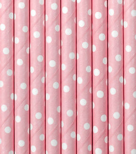 Trinkhalme Set rosa mit weißen Punkten