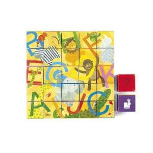 Janod Motivwürfel Alphabet ABC , 32 Würfel für 2 Motive, 4 Andere J02993