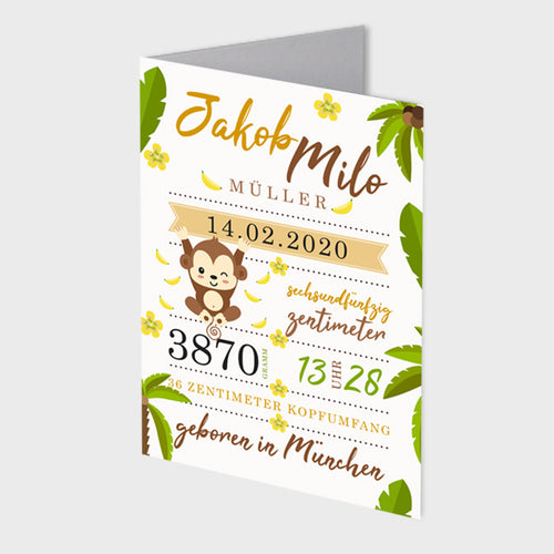 Stekora Design - Babydaten Karten SET Motiv Affe