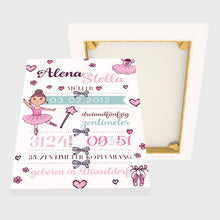 Laden Sie das Bild in den Galerie-Viewer, Stekora Design - Babydaten Leinwand Motiv Ballerina