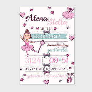 Stekora Design - Babydaten Hardcover Notizbuch 64 Seiten Motiv Ballerina