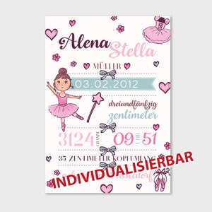 Stekora Design - Babydaten Leinwand Motiv Ballerina