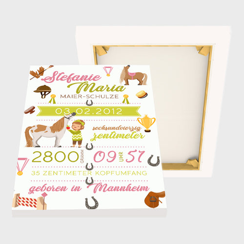 Stekora Design - Babydaten Leinwand Motiv Pferde