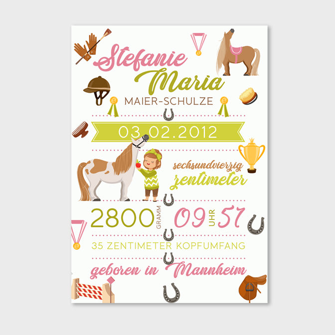 Stekora Design - Babydaten Hardcover Notizbuch 64 Seiten Motiv Pferde