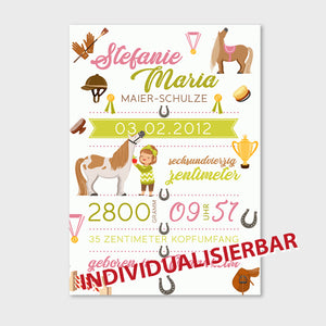 Stekora Design - Babydaten Poster Motiv Pferde