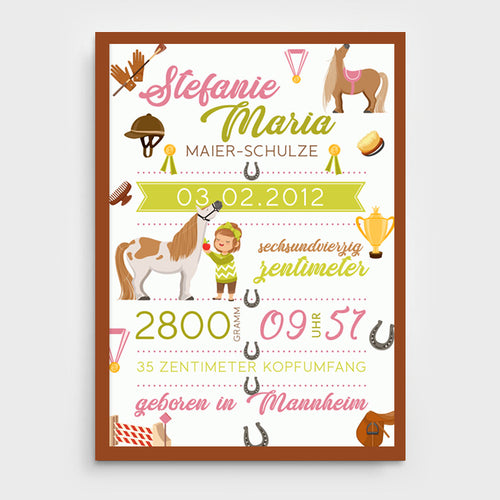 Stekora Design - Babydaten Poster Motiv Pferde