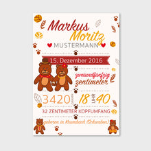 Laden Sie das Bild in den Galerie-Viewer, Stekora Design - Babydaten Hardcover Notizbuch 64 Seiten Motiv Bären