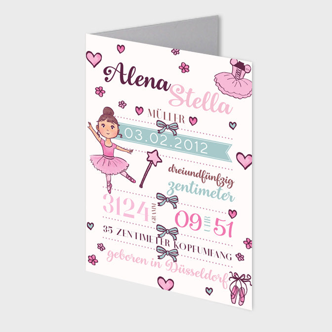 Stekora Design - Babydaten Karten SET Motiv Ballerina