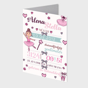 Stekora Design - Babydaten Karten SET Motiv Ballerina