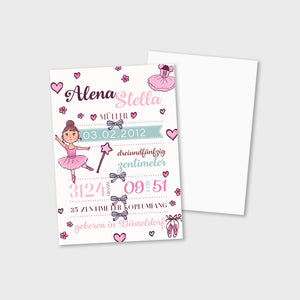 Stekora Design - Babydaten Karten SET Motiv Ballerina