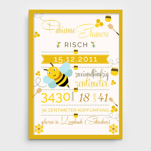 Stekora Design - Babydaten Poster Motiv Biene