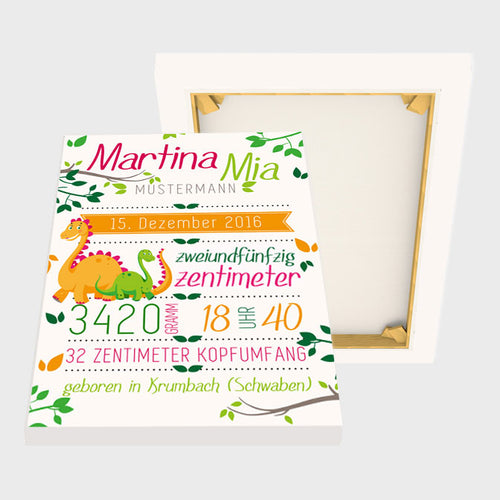 Stekora Design - Babydaten Leinwand Motiv Dino