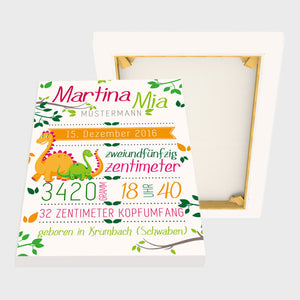 Stekora Design - Babydaten Leinwand Motiv Dino