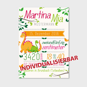 Stekora Design - Babydaten Poster Motiv Dino