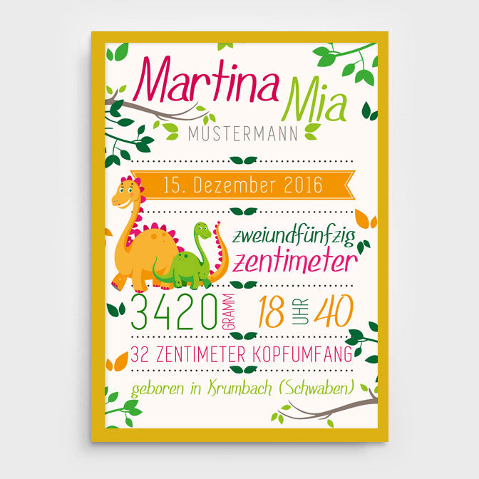Stekora Design - Babydaten Poster Motiv Dino