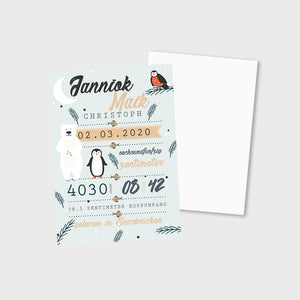 Stekora Design - Babydaten Karten SET Motiv Eisbär Pinguin