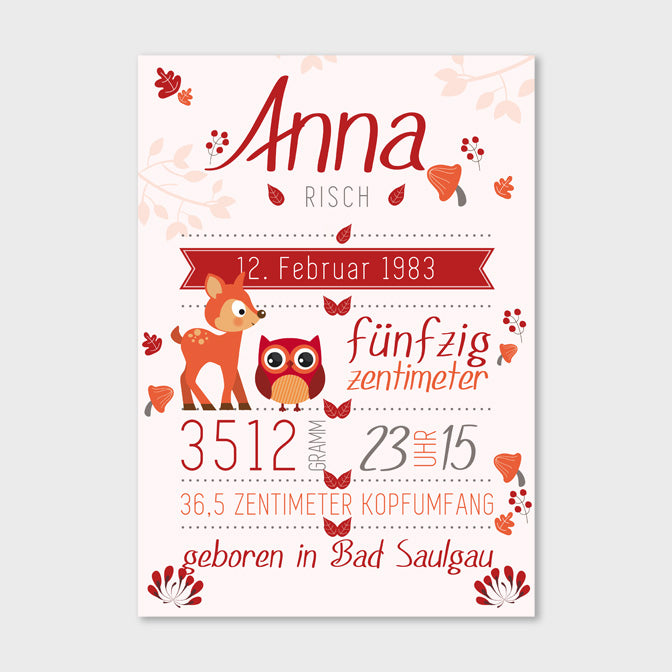 Stekora Design - Babydaten Hardcover Notizbuch 64 Seiten Motiv Waldtiere