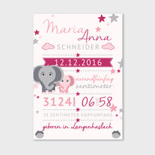 Laden Sie das Bild in den Galerie-Viewer, Stekora Design - Babydaten Hardcover Notizbuch 64 Seiten Motiv Elefant