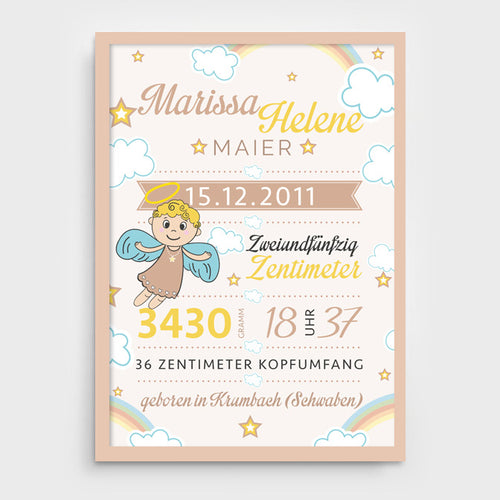Stekora Design - Babydaten Poster Motiv Engel