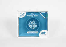 Laden Sie das Bild in den Galerie-Viewer, EZPZ Happy Bowl Silikon Schüssel Farbe blau Essmatte