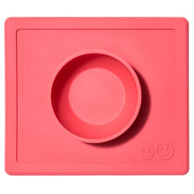 Laden Sie das Bild in den Galerie-Viewer, EZPZ Happy Bowl Silikon Schüssel Farbe koralle rot Essmatte