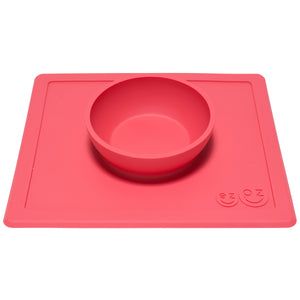 EZPZ Happy Bowl Silikon Schüssel Farbe koralle rot Essmatte