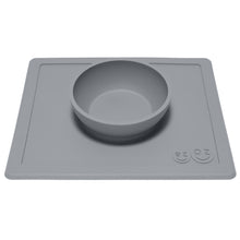 Laden Sie das Bild in den Galerie-Viewer, EZPZ Happy Bowl Silikon Schüssel Farbe grau Essmatte