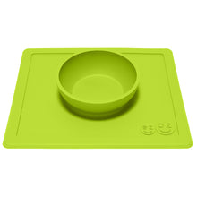 Laden Sie das Bild in den Galerie-Viewer, EZPZ Happy Bowl Silikon Schüssel Farbe grün Essmatte