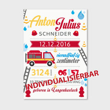 Laden Sie das Bild in den Galerie-Viewer, Stekora Design - Babydaten Hardcover Notizbuch 64 Seiten Motiv Feuerwehr